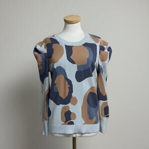Emily McCarthy blue and brown cheetah Julia sweater, Size M